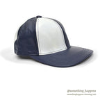 1990's NAVY/WHITE LEATHER PANEL CAP...