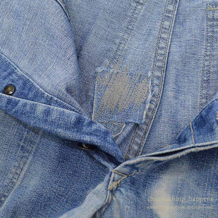 1940's U.S.NAVY BLEACHED DENIM TROUSERS / METAL BUTTON ... Fits W30