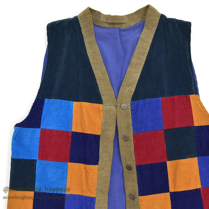 1980's~ HAND MADE PATCHWORK CORDUROY VEST...