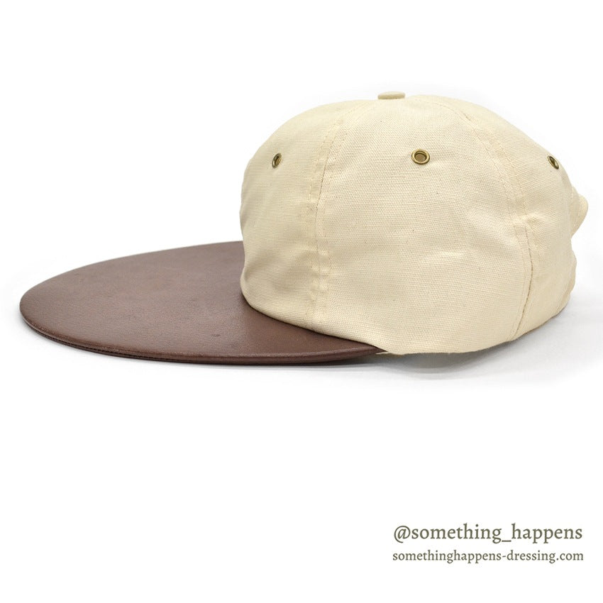 1990's ORVIS CANVAS / LEATHER LONG BILL FISHING CAP / NO LOGO...