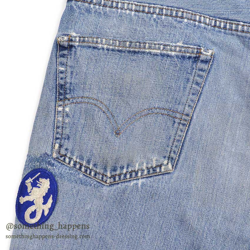 1960's LEVI'S 501 BIGE PATCHWORK / PERSONALIZED REPAIR ... W37/L29