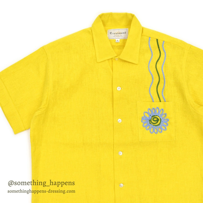 1960's DEADSTOCK CRESTMONT FLOWER EMBROIDERY S/S SHIRT ... M