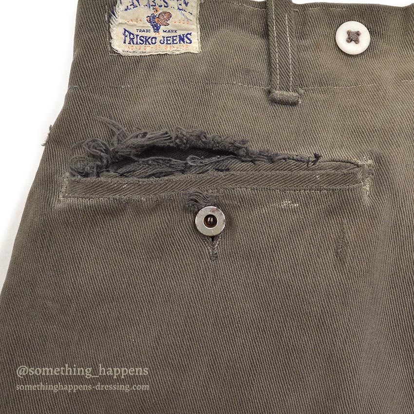 1940's CAN'T BUST'EM WW2 BLACK FRISCO PANTS / CROPPED ... W32