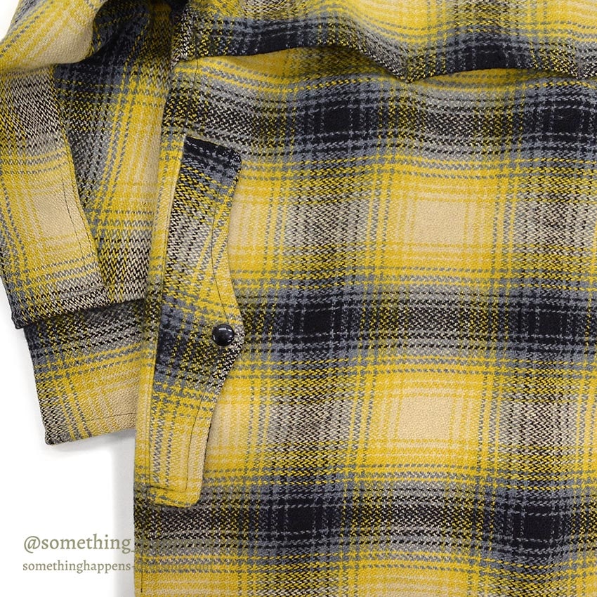 1940's~ YELLOW / BLACK PLAID DOUBLE MACKINAW WOOL JACKET / VERY RARE COLOR ...