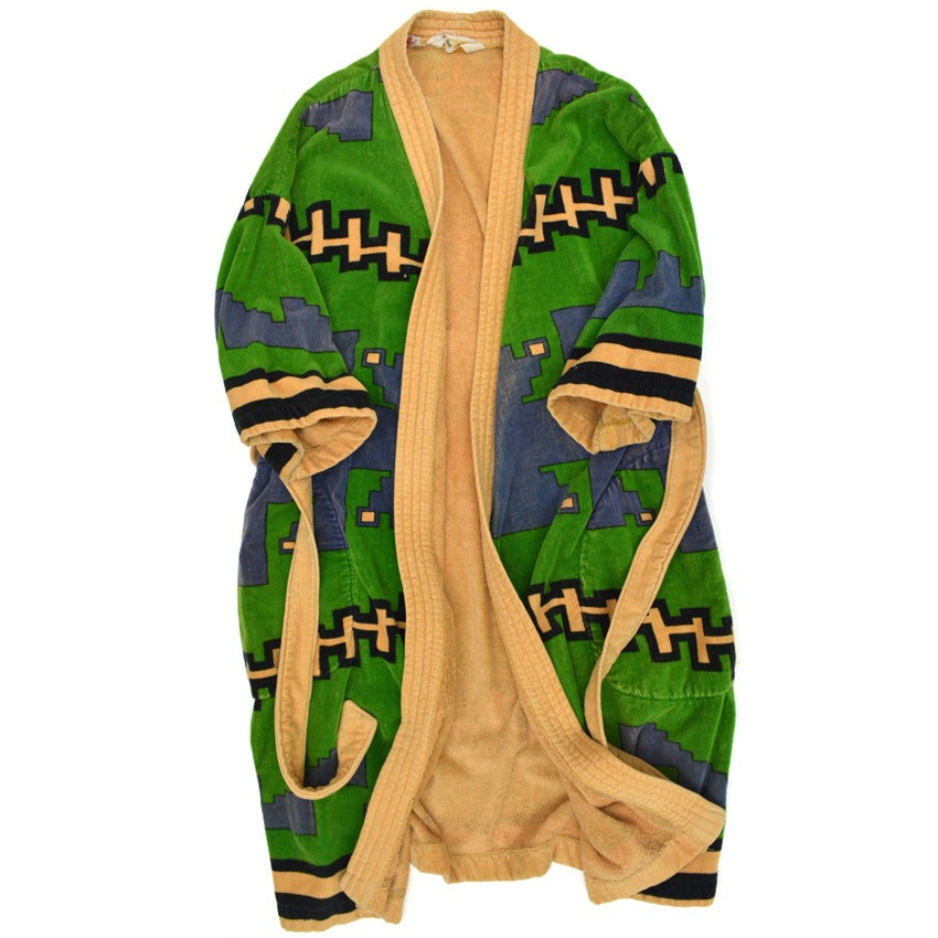 60s State-O-Maine Geometric Pattern Terry Cloth Gown...
