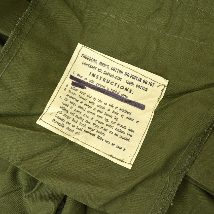 60's U.S.ARMY デッドストック ジャングルファティーグ パンツ ノンリップ ... S-R