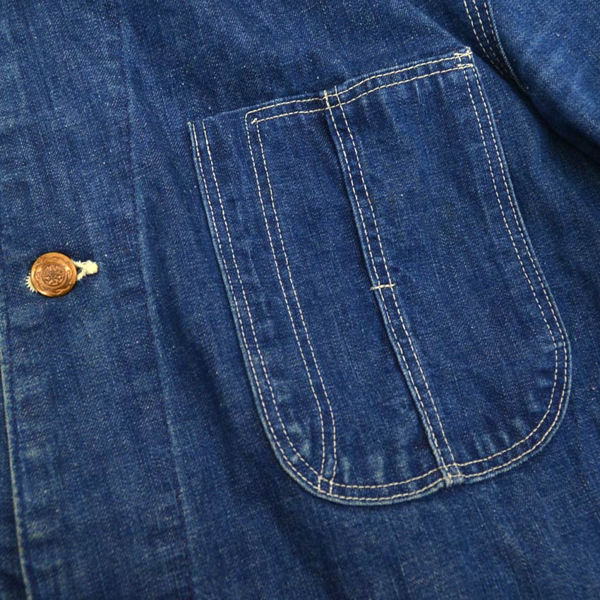 ~60's INDIGO 4POKETS DENIM COVERALL... 42
