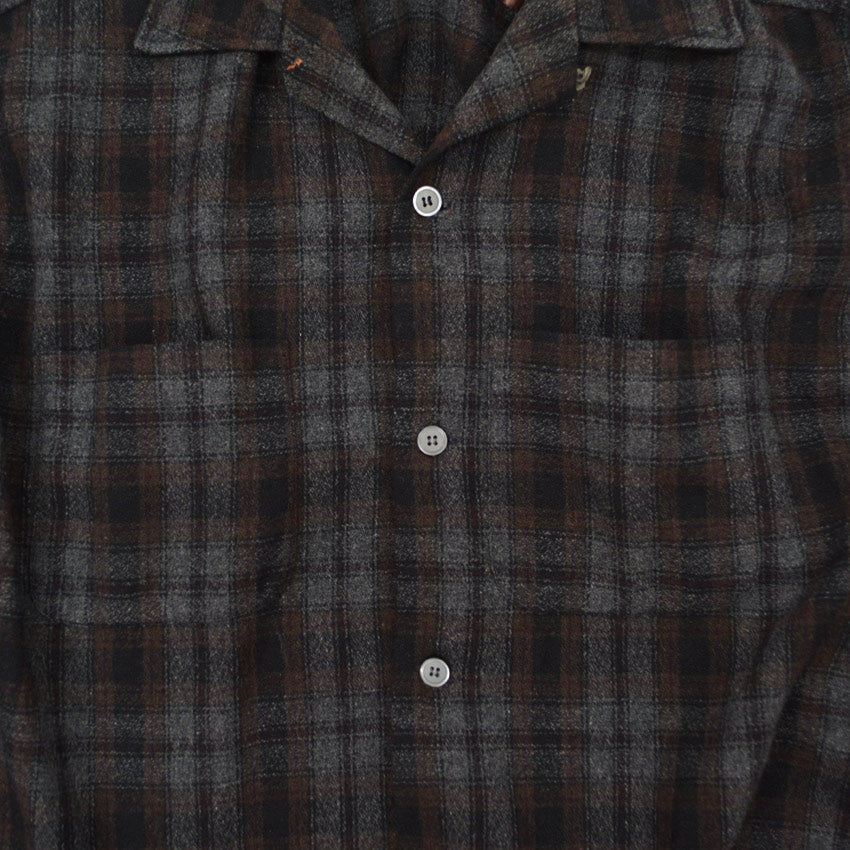 50's~ Ombre Check WOOL & RAYON Blend Shirts...