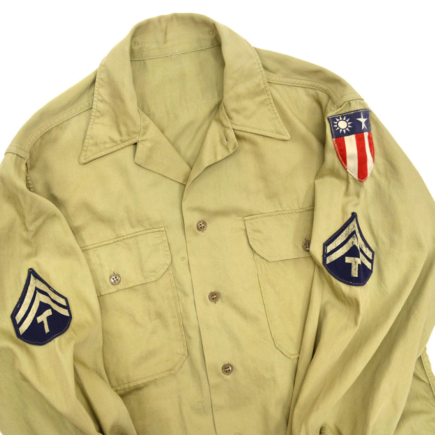 40's USAAF ww2 Pilot Officer Dress Cotton Shirt with CBI Patch...