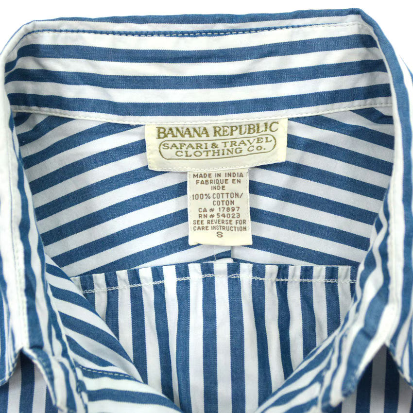 1980's BANANA REPUBLIC SAFARI & TRAVEL STRIPE SHIRT...S