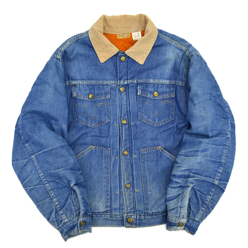 60's BIG SMITH Buckaroo Denim Jacket Orange Boa HIGE... 40