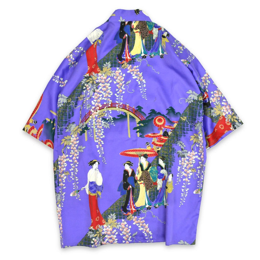 80s-era KIMONO Ukiyo-e Souvenir Robe, Made in Japan...