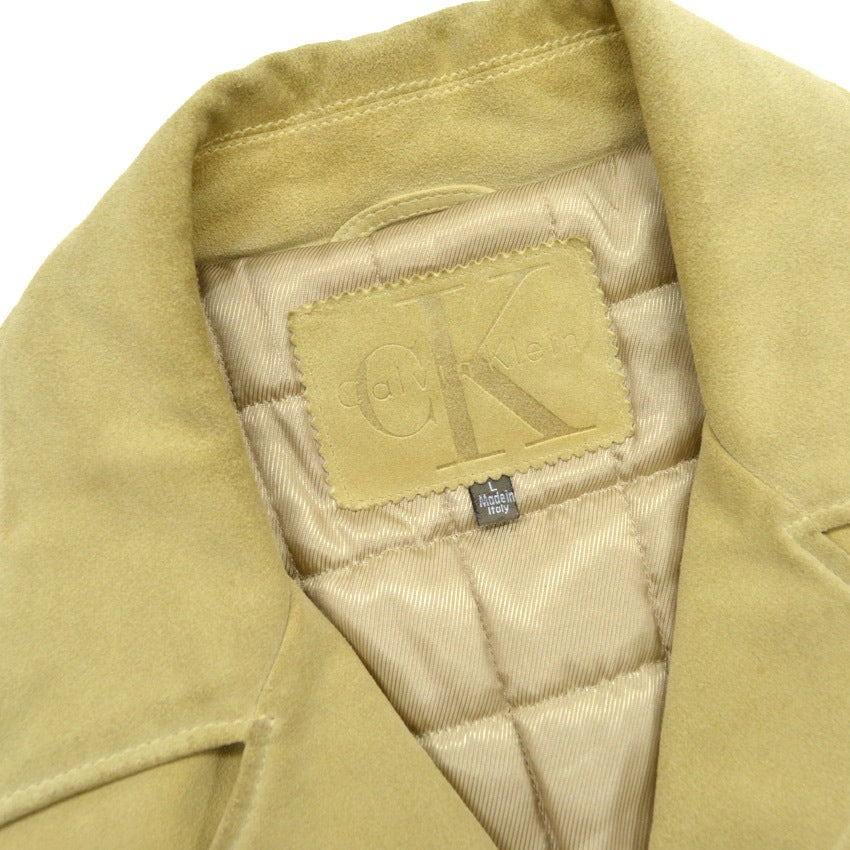 80s Calvin Klein suede leather jacket, made in Italy... L