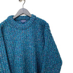 80s LAND'S END Irish-made marble-colored hand-knitted sweater...