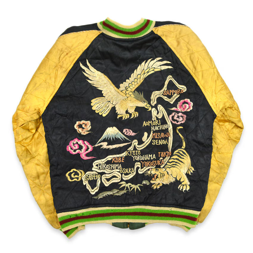 1940s- JAPAN SOUVENIR JACKET (Sukajan) with double-sided patch pockets and TOYO zipper...