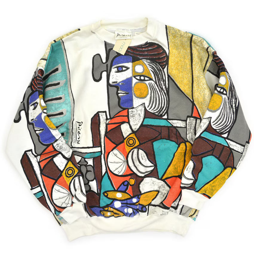 1980s Deadstock Picasso "Woman Sitting in Front of a Window" All Over Print Sweatshirt... L