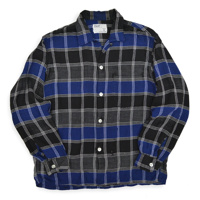 ~60's Truval Plaid Rayon Shirt...M