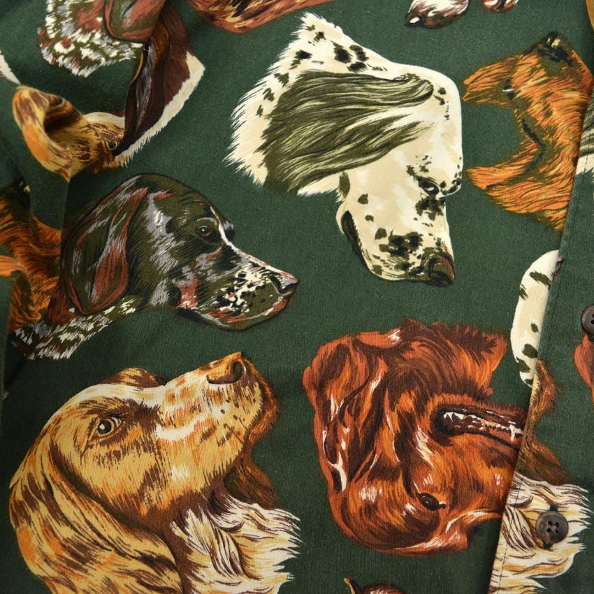 1980's BANANA REPUBLIC SAFARI & TRAVEL DOG ​​PRINT SHIRT...S