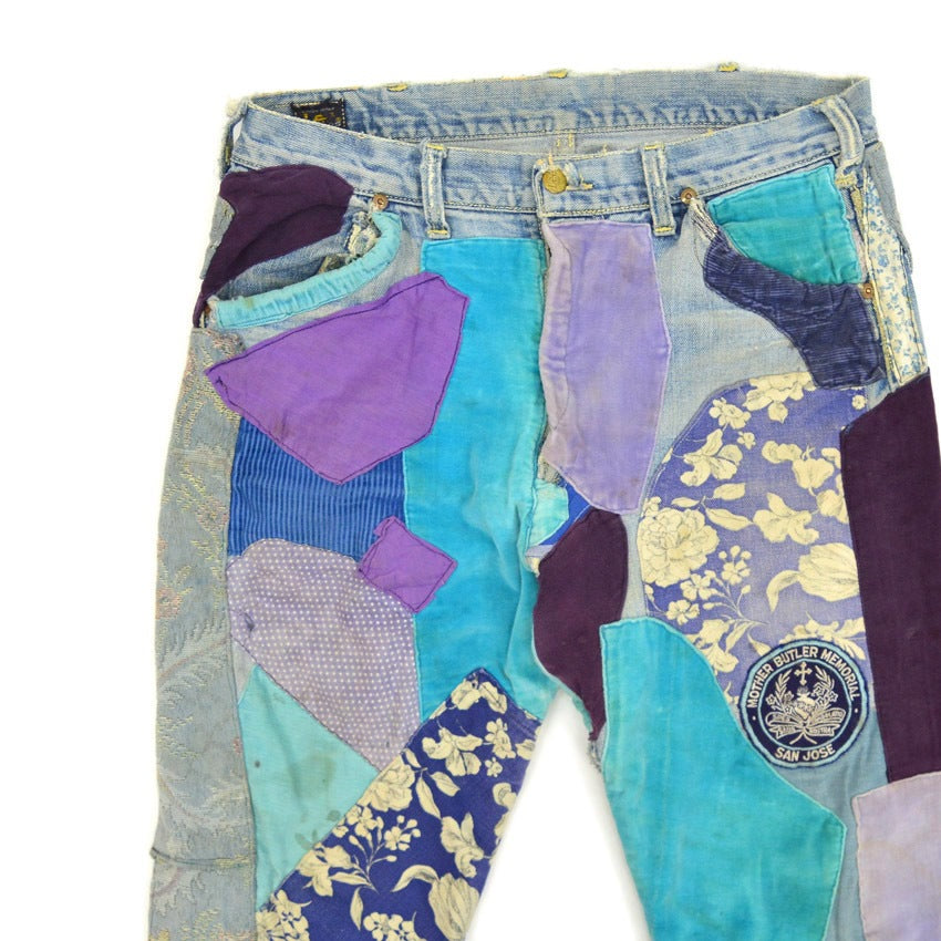 1960's Lee 101-Z HIPPIE ART PATCHWORK DENIM PANTS... W32 L30