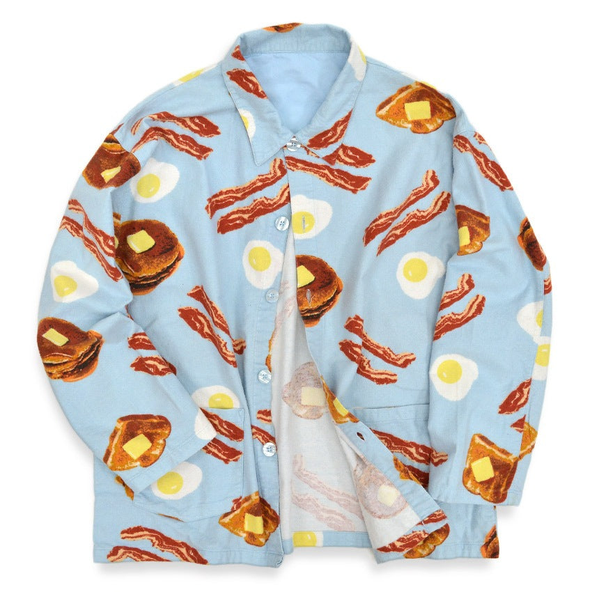 1990's~ BREAKFAST FLANNEL PAJAMA SHIRT...