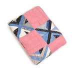 OLD PATCHWORK CALICO PINWHEEL / STRING PIECING QUILT... 148cm×188cm