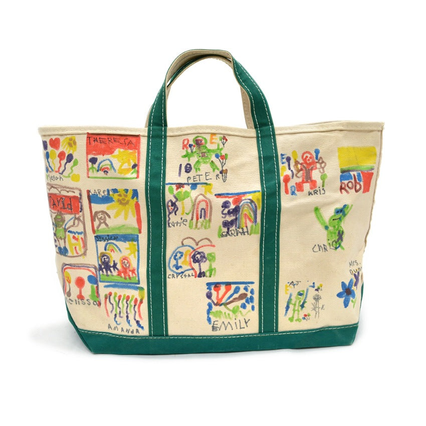 1980's L.L.BEAN ART PAINT BOAT AND TOTE GREEN ... LARGE