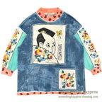 1990's COTTON DELUXE HARI '95 HAND PAINT ART M/S T-SHIRT ... L