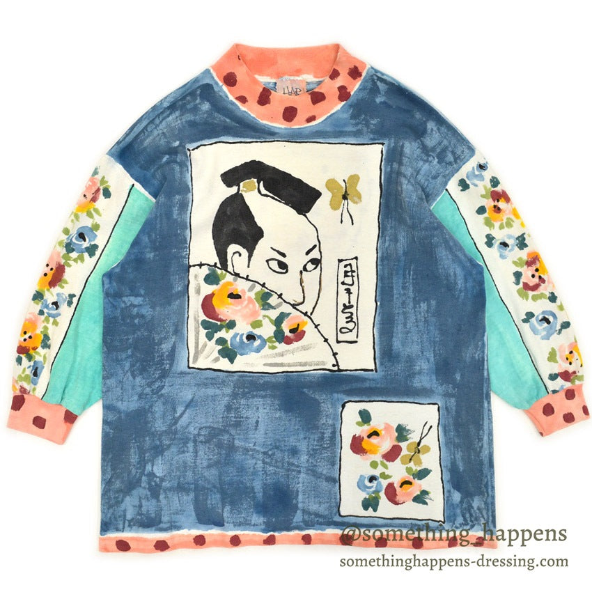 1990's COTTON DELUXE HARI '95 HAND PAINT ART M/S T-SHIRT ... L