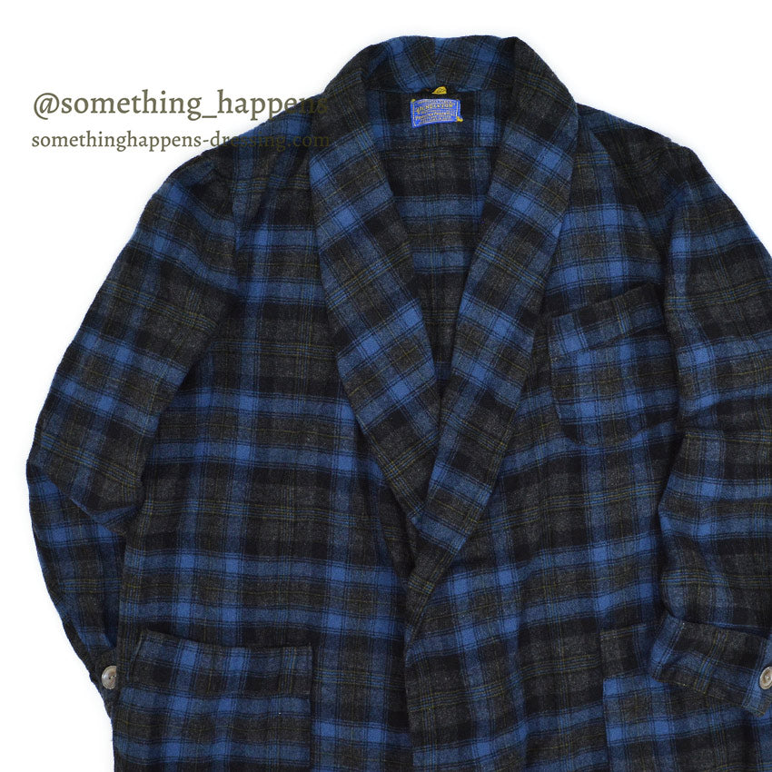 1950's PENDLETON OMBRE PLAID WOOL ROBE ... L