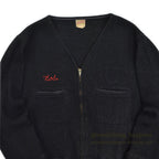 ~60's UNITOG BLACK ZIP UP WOOL JACKET...X-LARGE LONG