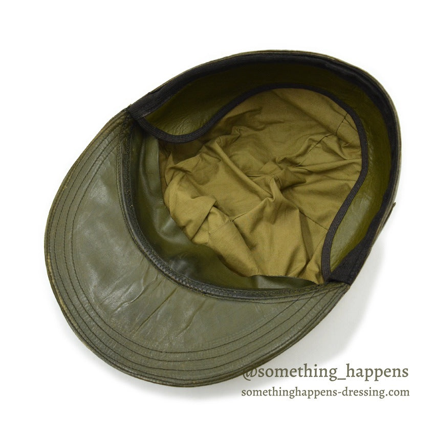 ~1940's LLBEAN HUNTING LEATHER CAP OLIVE...