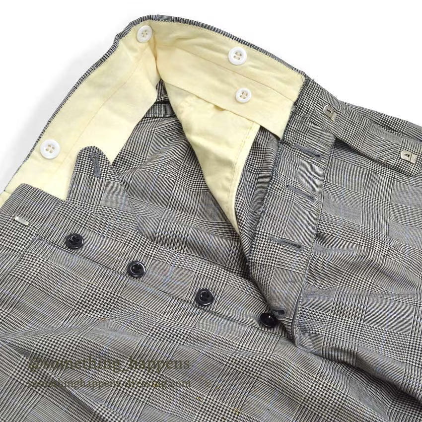 1960's~ EURO GLEN CHECK TROPICAL WOOL SLACKS... W32 L32