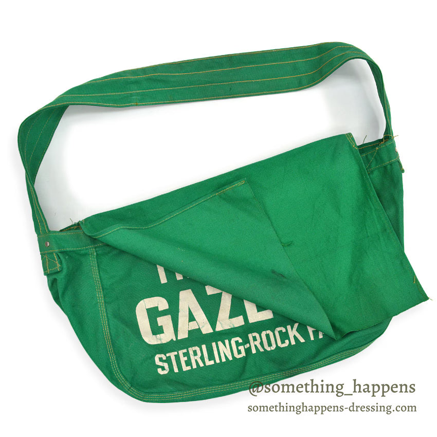 1960's THE DAILY GAZETTE STERLING-ROCK FALLS NEWS PAPER BAG GREEN...