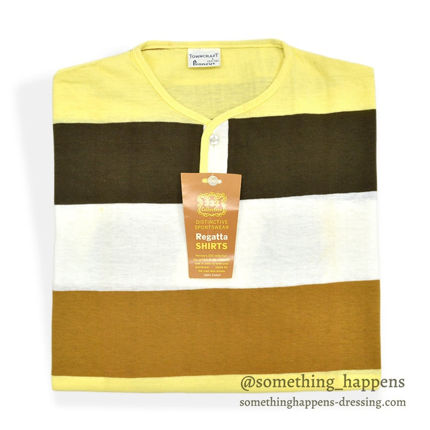 1960's DEADSTOCK TOWNCRAFT PENNEY'S WIDE BORDER HENLEY NECK T-SHIRT ... L