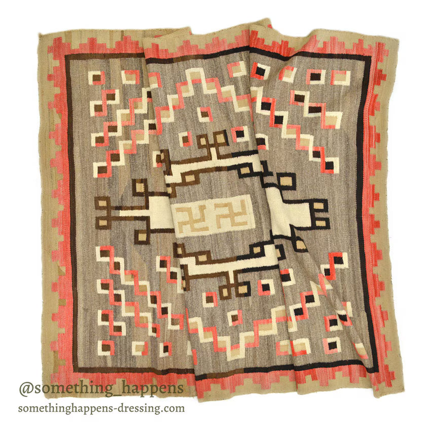 c.1920's NAVAJO RUG WHIRLING LOGS SWASTIKA... 212cm/145cm