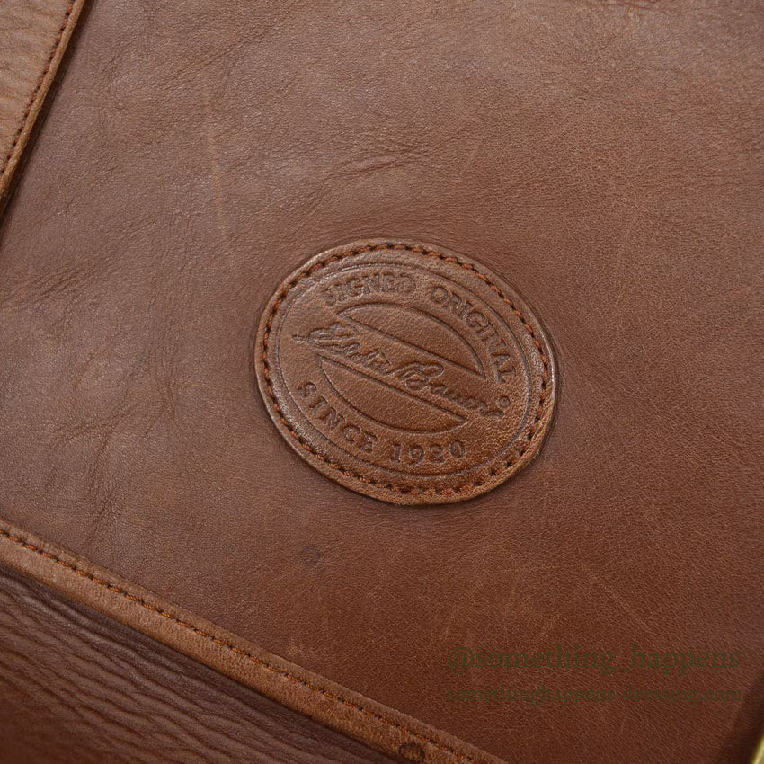 1990's EDDIE BAUER BROWN LEATHER SATCHEL BAG...