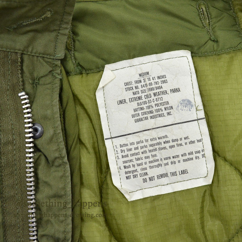 1960s US ARMY PARKA, MEN'S, M-65, Aluminum Zipper & USED LINER... M