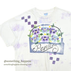 1990's HANES PANSIES FLOWER ART PRINT T-SHIRT ... XXL