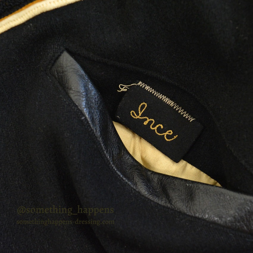 1950's BLACK WOOL & LEATHER LETTERMAN JACKET...