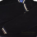 1950s JAPAN SOUVENIR JACKET (Sukajan) - Black velvet, navy and white ribbing...