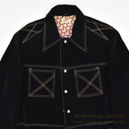 1970's MONTGOMERY WARD TWO POCKETS BLACK VELVETEEN JACKET... XL