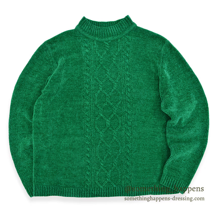 OLD GREEN MOCK NECK VELVET SWEATER... Fits like M