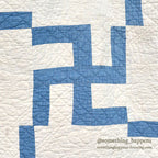 ANTIQUE WHIRLING LOGS, SWASTIKA PATCHWORK QUILT... 206cm/164cm