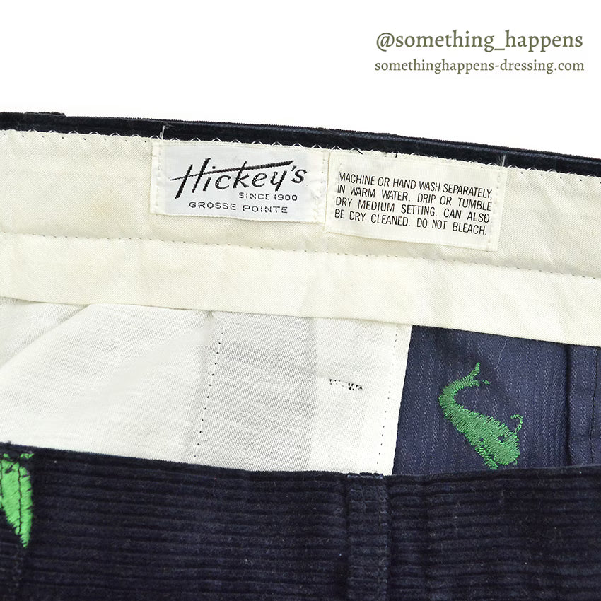 ~1970's DEADSTOCK HICKEY'S WHALE EMBROIDERY CORDUROY PANTS ... W32/L28
