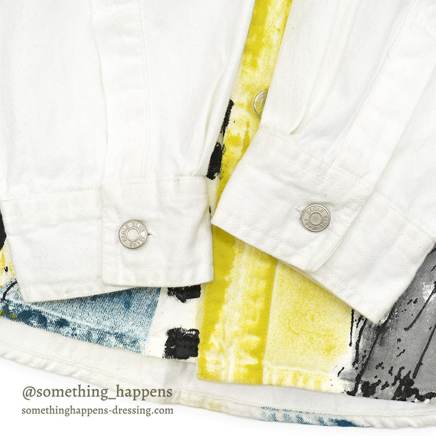 1990's~ FAITHFUL COMPANION DOG ART PAINT WHITE DENIM SHIRT ...