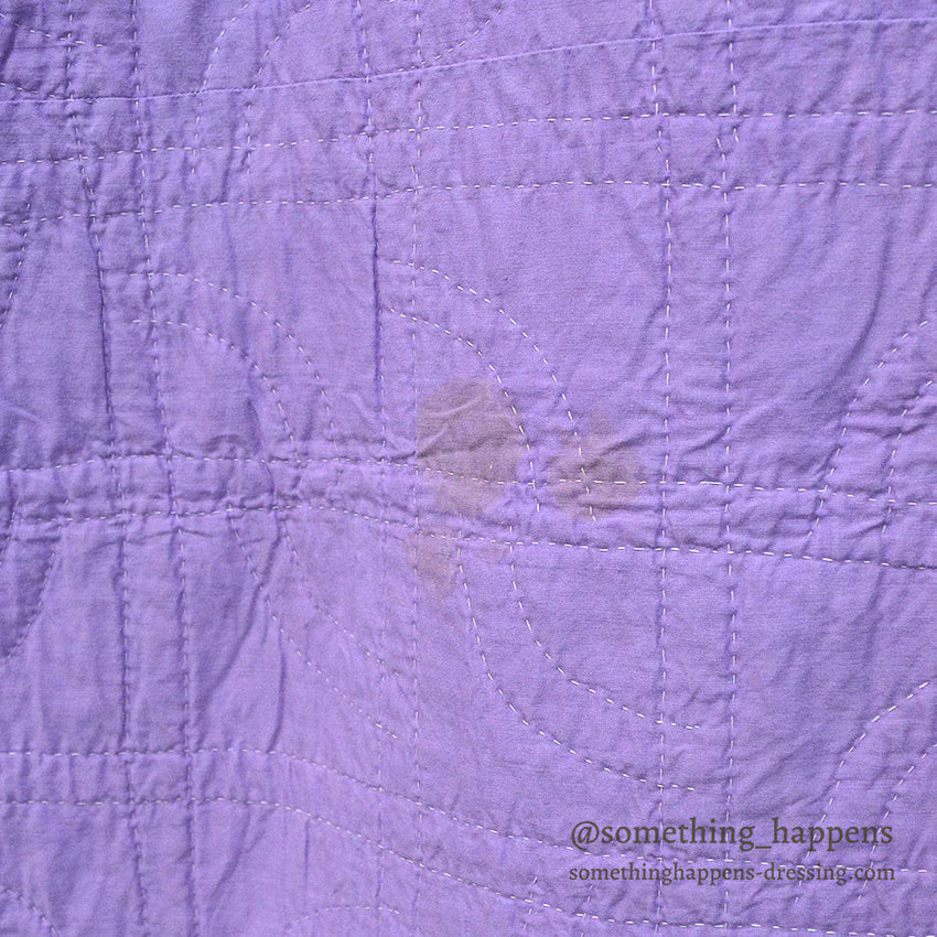 DRUNKARD'S PATH PURPLE & YELLOW PATCHWORK QUILT... 208cm/146cm