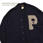 1940's CHAMPION 'P' DARK NAVY WOOL CARDIGAN COAT ... Fits like XL