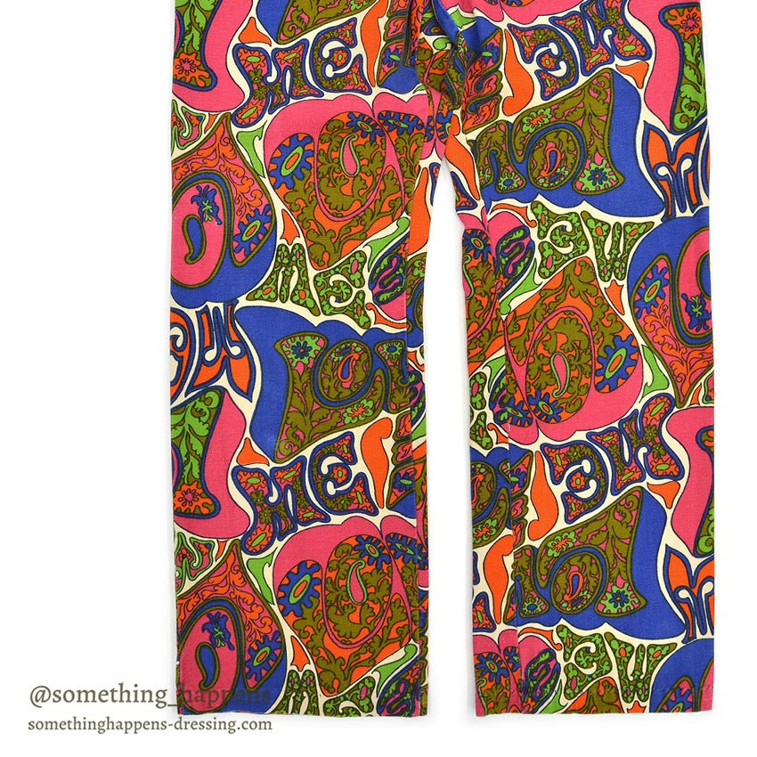 1960's JANTZEN LOVE ME ALL OVER PRINT COTTON PANTS... 36