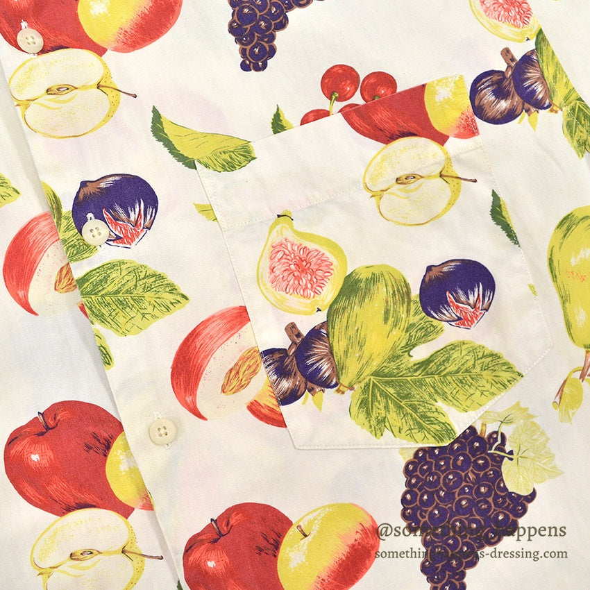 1980's BANANA REPUBLIC SAFARI & TRAVEL FRUIT PRINT S/S SHIRT ... M