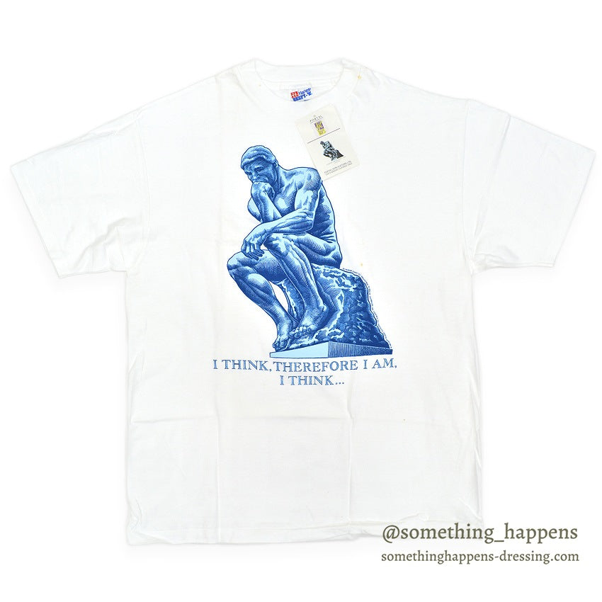 1990s DEADSTOCK HANES The Thinker ART PRINT T-SHIRT ... LARGE